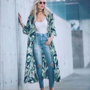 Rachel Zoe Palm Print Duster Swim Coverup, NWT